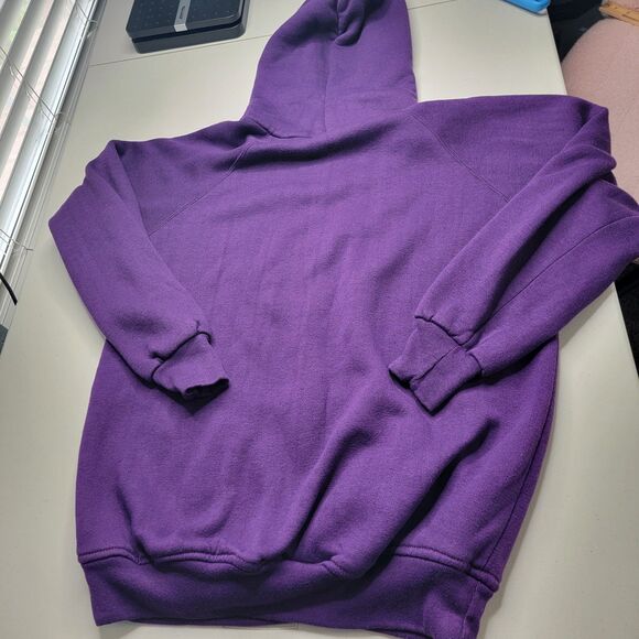 Vintage Macgregor Purple Hoodie Plain Large 26x28 Pullover Pocket Skate Grunge - Picture 15 of 17